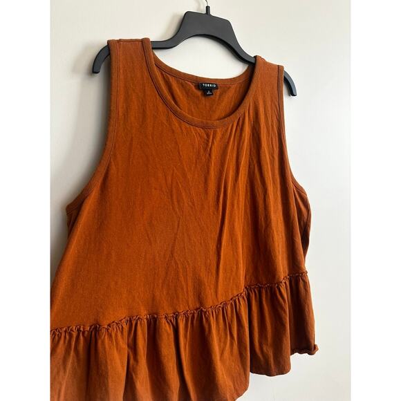 Torrid Womens Rust Orange Peplum Tank Top Size 2- W 2x - Picture 2 of 6